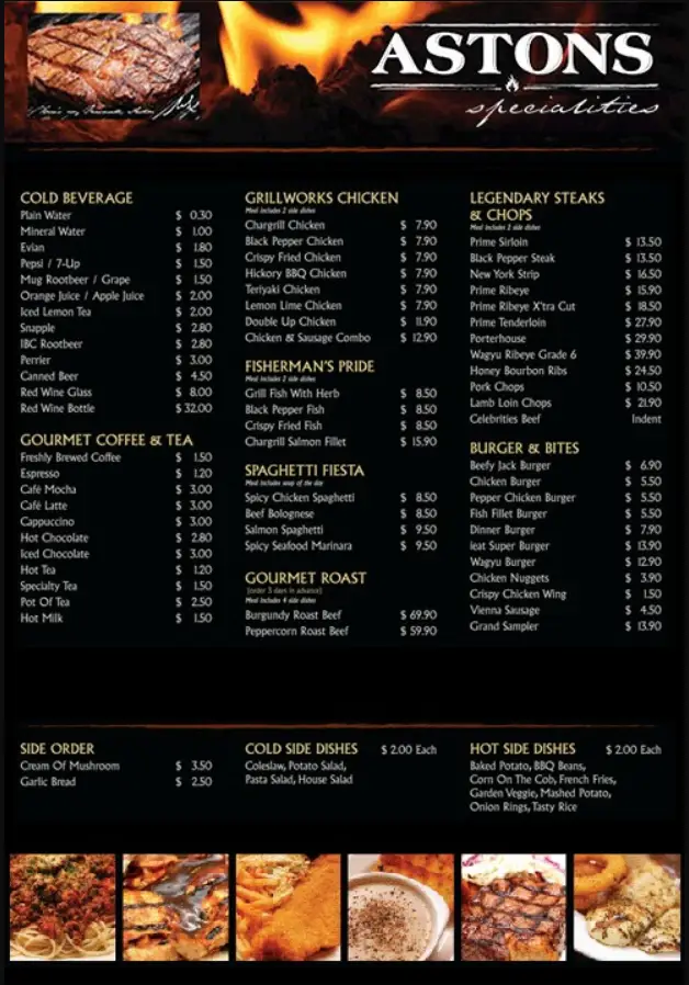 ASTONS SINGAPORE MENU