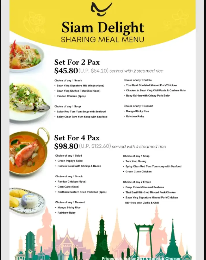 BAAN YING SHARING DEAL MENU  