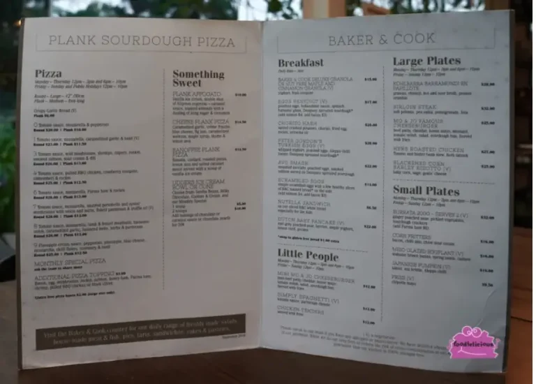 BAKER AND COOK SINGAPORE MENU PRICES