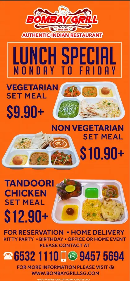 BOMBAY GRILL SINGAPORE MENU