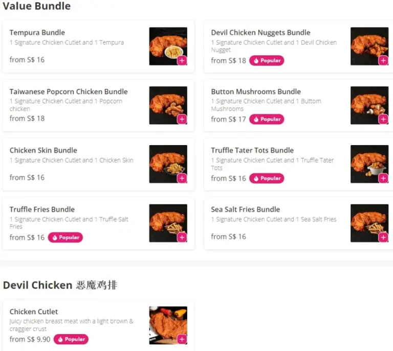 DEVIL CHICKEN SINGAPORE MENU PRICES