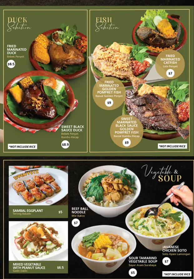 D’PENYETZ SINGAPORE MENU