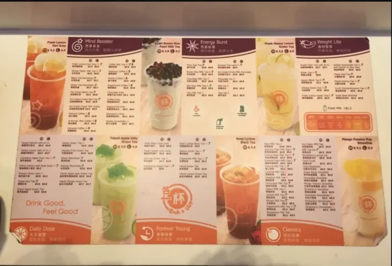 EACH A CUP SINGAPORE MENU PRICES