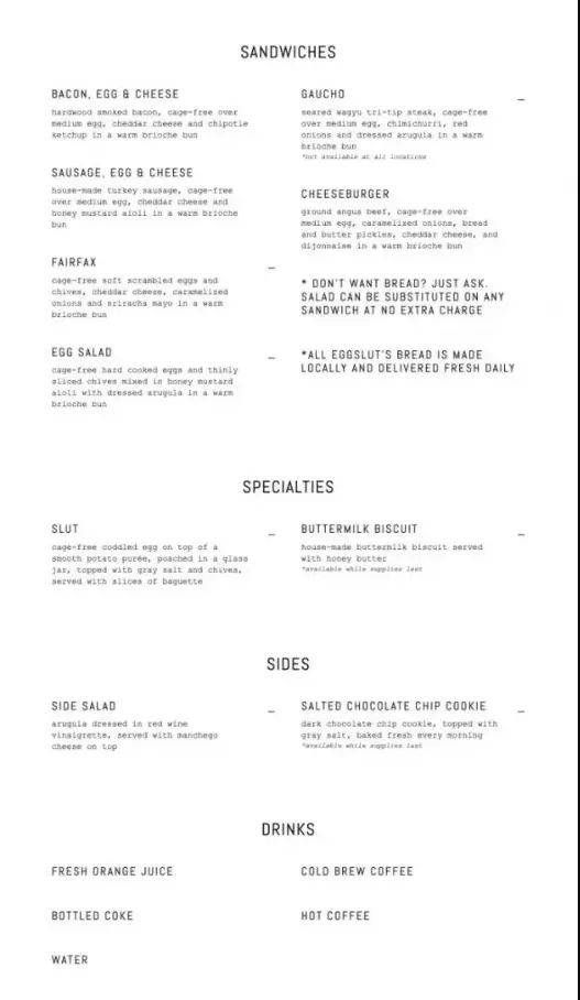 EGGSLUT SINGAPORE MENU