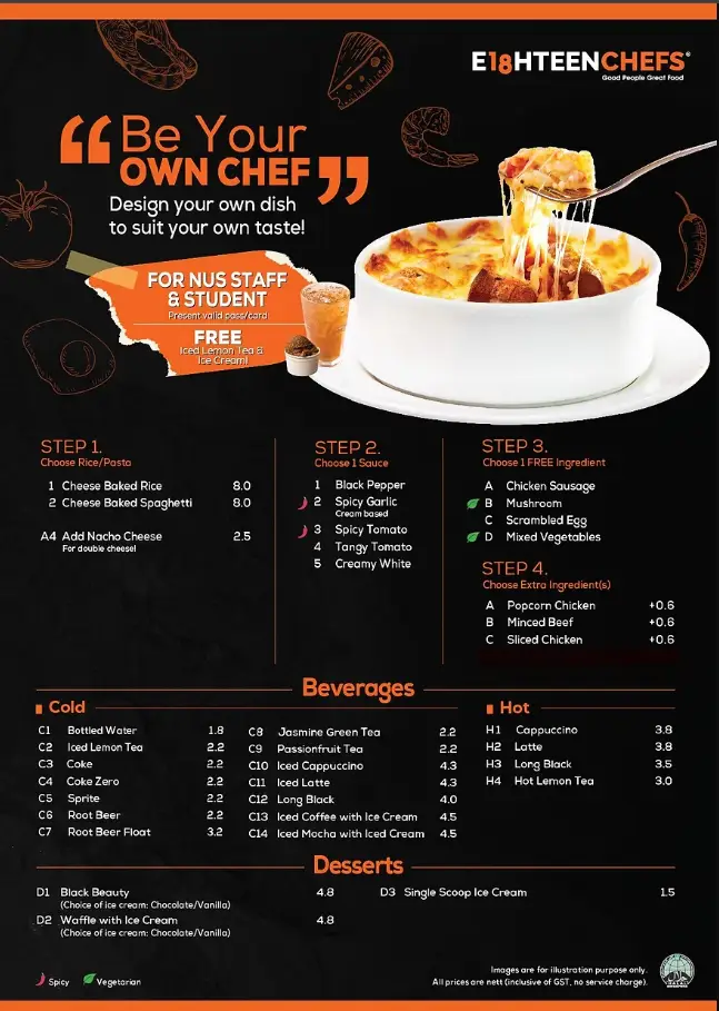 EIGHTEEN CHEFS SINGAPORE MENU