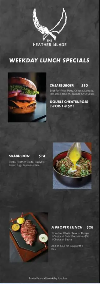 FEATHERBLADE WEEKLY SPECIAL MENU  