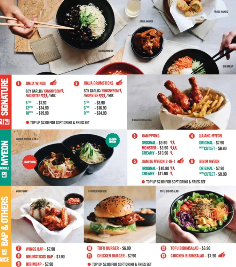 JINJJA CHICKEN SINGAPORE MENU PRICES