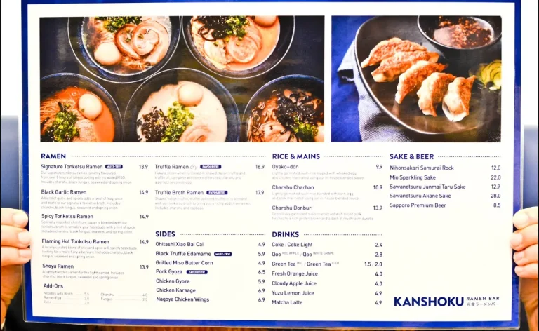 KANSHOKU SINGAPORE MENU PRICES