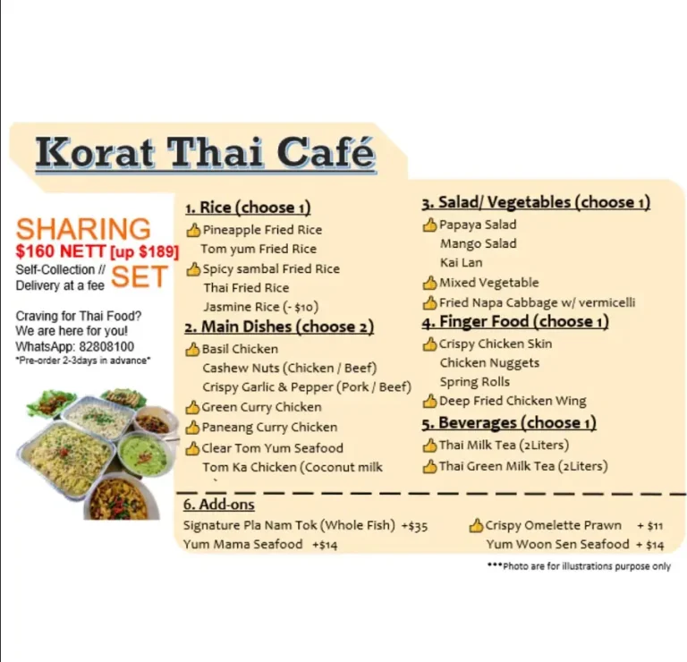 KORAT THAI SINGAPORE MENU PRICES