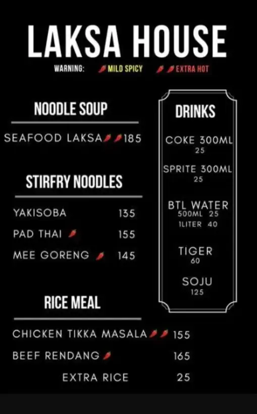 KOREAN LAKSA HOUSE SINGAPORE MENU