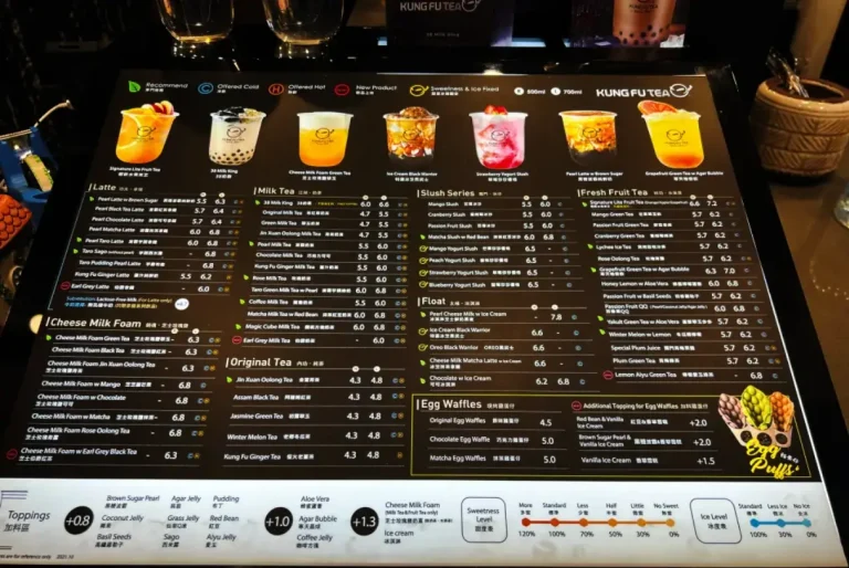 KUNG FU TEA SINGAPORE MENU PRICES