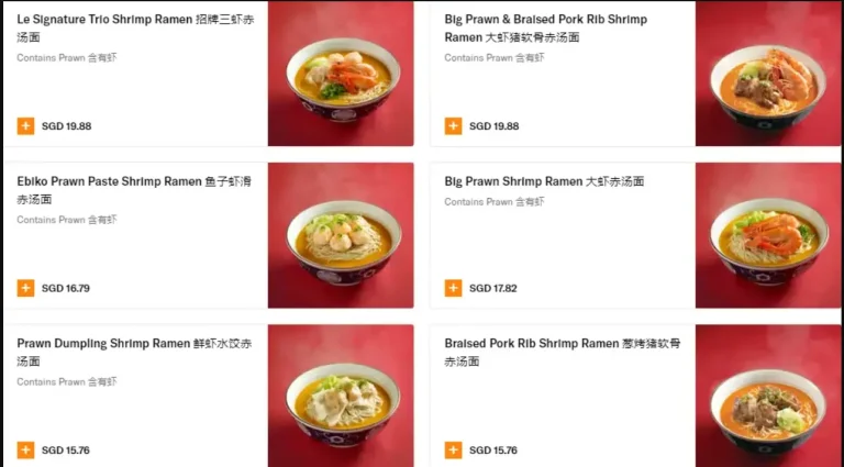 LE SHRIMP RAMEN SINGAPORE MENU PRICES