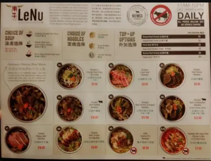 LENU SINGAPORE MENU PRICES