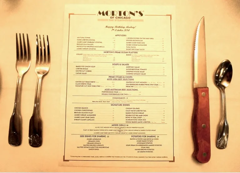 MORTON’S SINGAPORE MENU PRICES