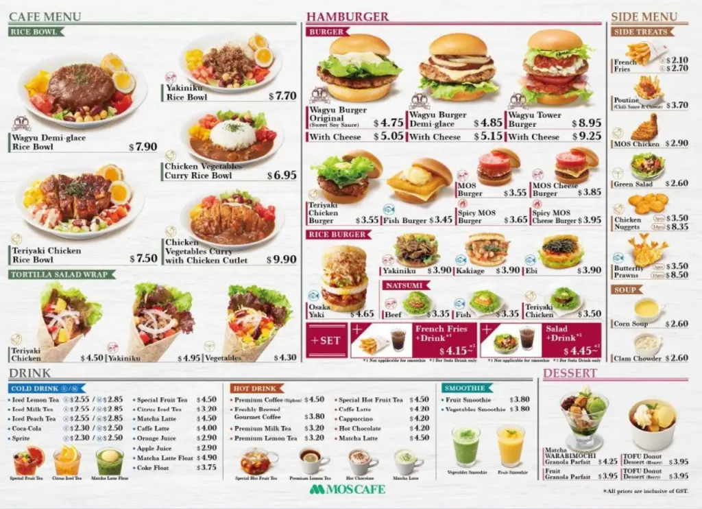 MOS BURGER SINGAPORE MENU