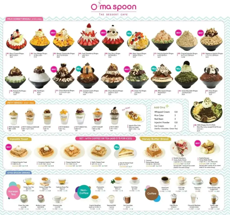 O’MA SPOON SINGAPORE MENU