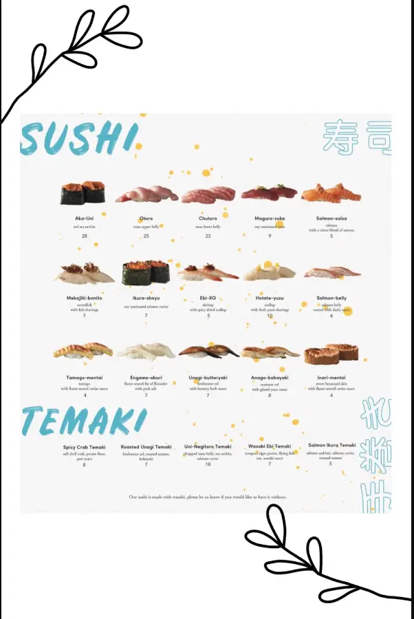 OMOTE SINGAPORE MENU