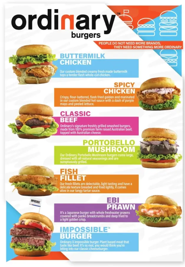 ORDINARY BURGERS SINGAPORE MENU