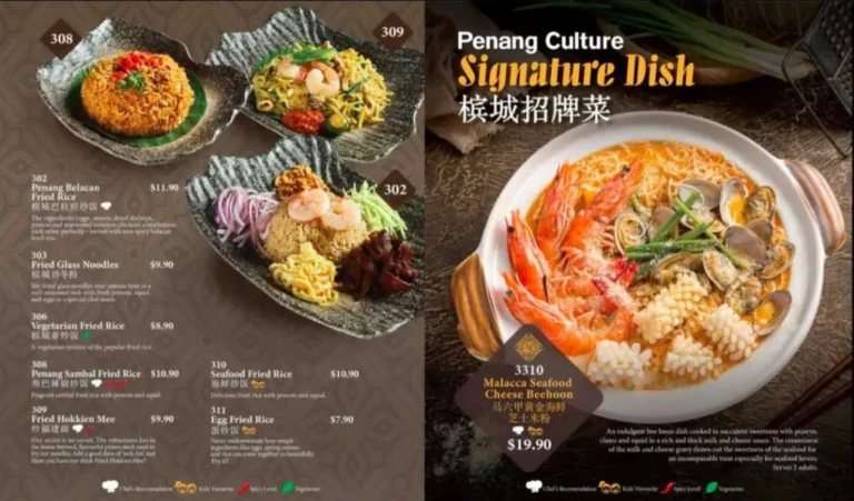 PENANG CULTURE SINGAPORE MENU PRICES