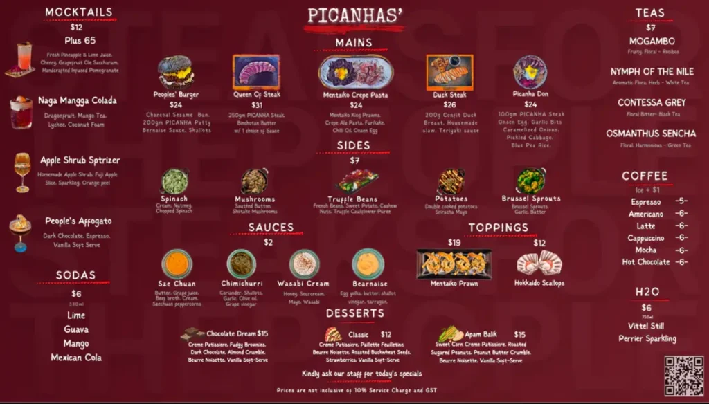 PICANHAS’ SINGAPORE MENU