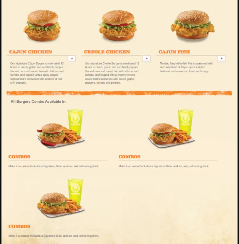 POPEYES SINGAPORE MENU