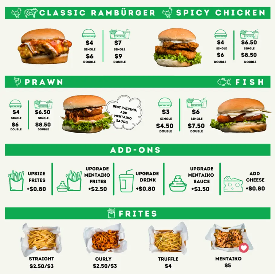 RAMBURGER SINGAPORE MENU