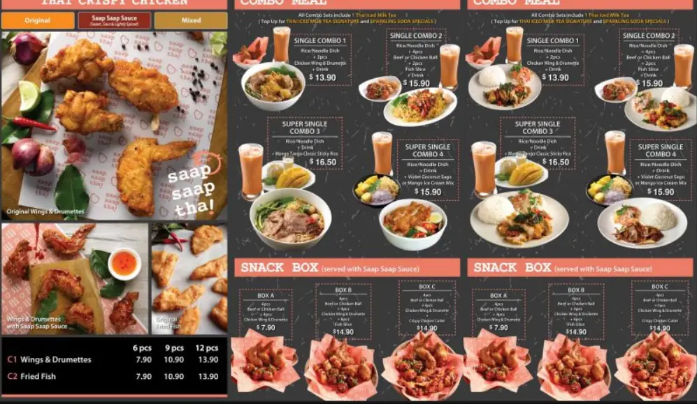 SAAP SAAP THAI SINGAPORE MENU