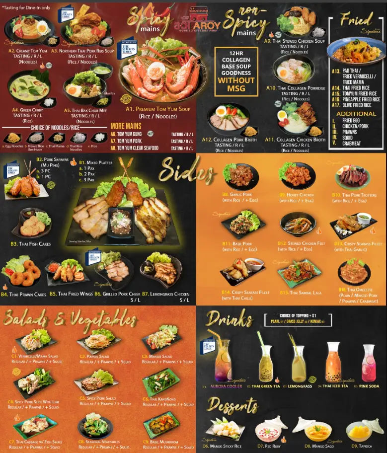 SOI AROY SINGAPORE MENU