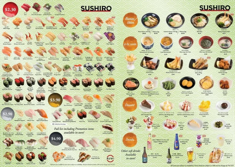 SUSHIRO SINGAPORE MENU PRICES