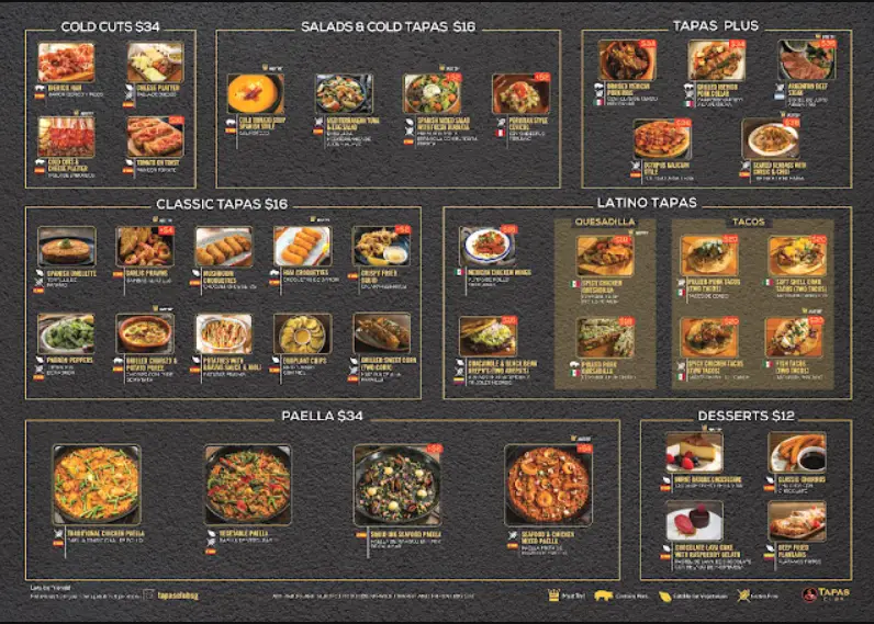 TAPAS CLUB SINGAPORE MENU