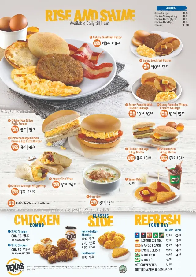 TEXAS CHICKEN SINGAPORE MENU PRICES