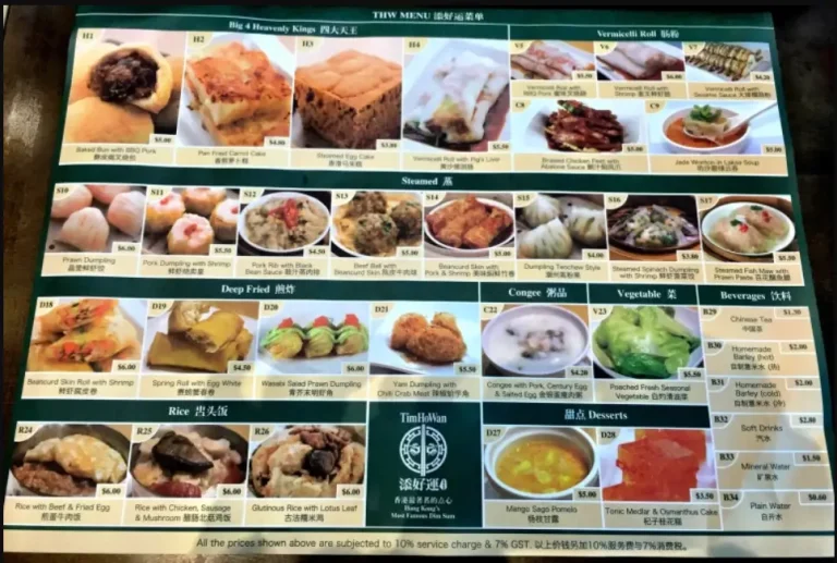 TIM HO WAN SINGAPORE MENU PRICES