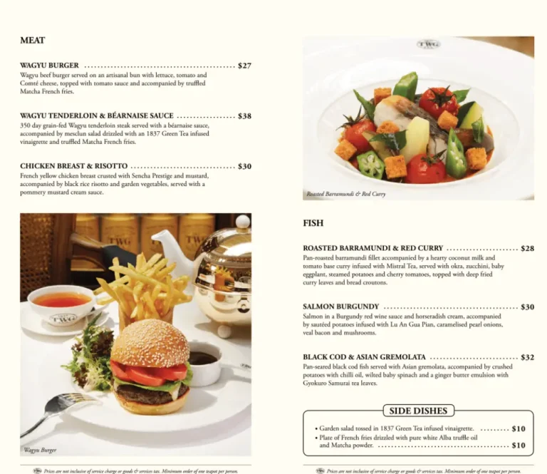 TWG SINGAPORE MENU PRICES