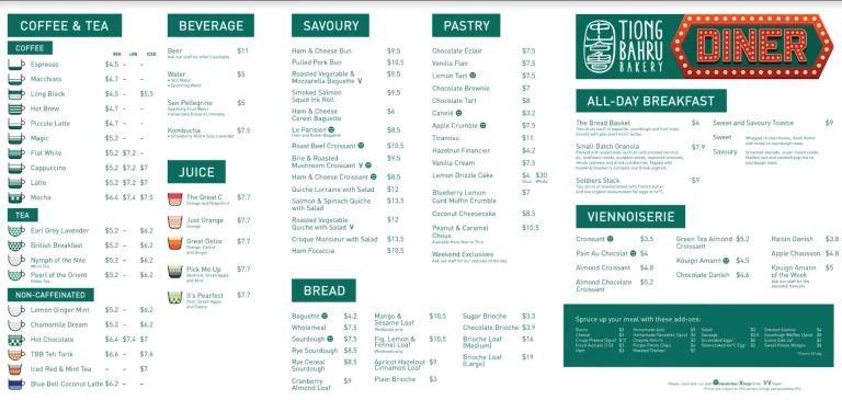 Tiong Bahru Bakery Singapore Menu Prices