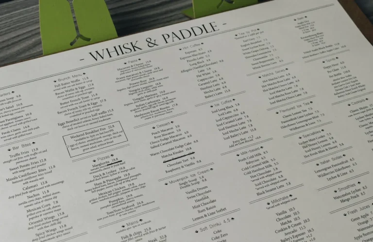 WHISK & PADDLE SINGAPORE MENU PRICES